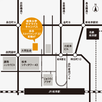 サテライトキャンパスまでの案内図
